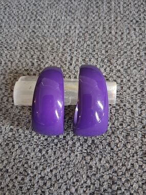 Bold Vintage Purple Hoop Clip On Earrings